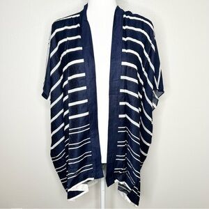 LOFT Navy and White Striped Kimono
